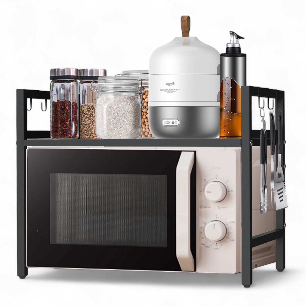 DanDiBo Adjustable Microwave Shelf 2-Tier 40-64 cm Microwave Stand 96613 Freestanding Microwave Rack Kitchen Shelf