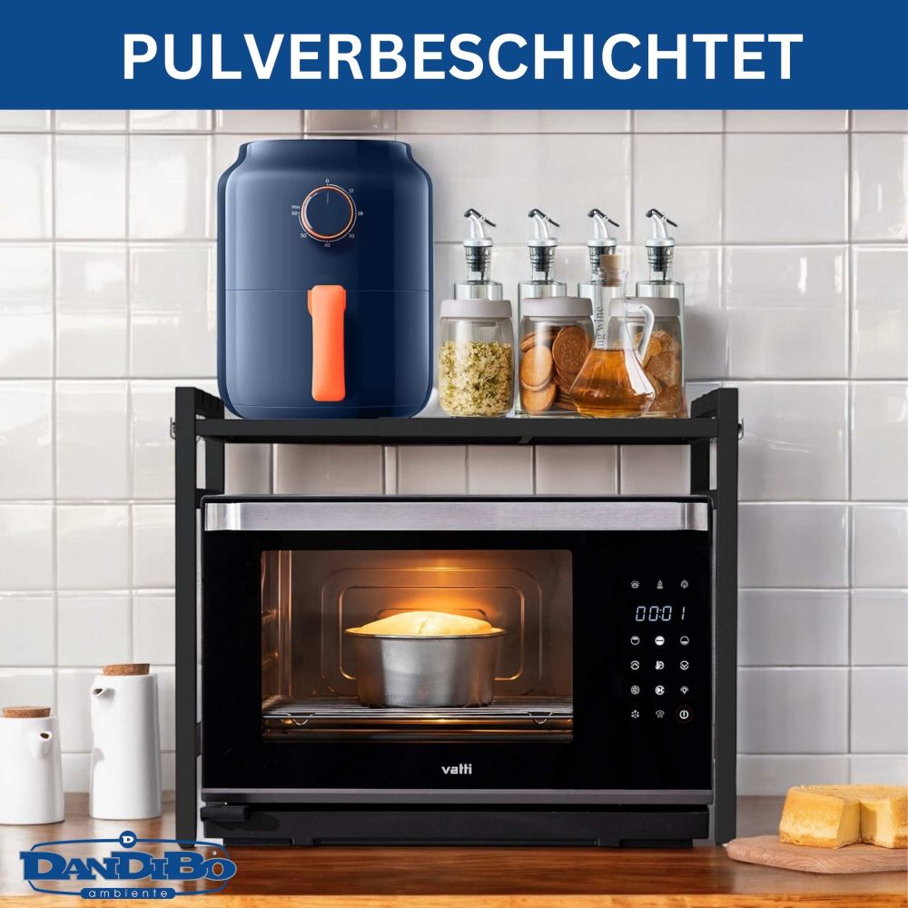 DanDiBo Adjustable Microwave Shelf 2-Tier 40-64 cm Microwave Stand 96613 Freestanding Microwave Rack Kitchen Shelf