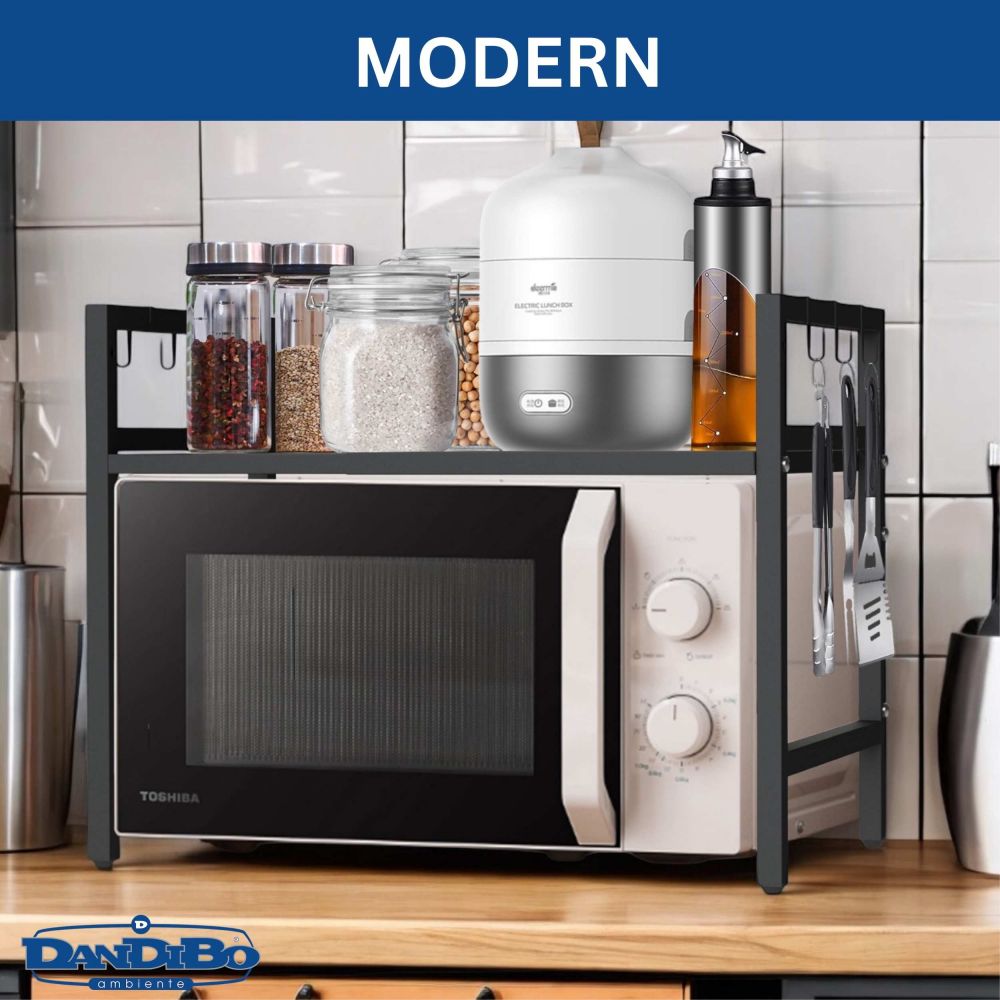 DanDiBo Adjustable Microwave Shelf 2-Tier 40-64 cm Microwave Stand 96613 Freestanding Microwave Rack Kitchen Shelf