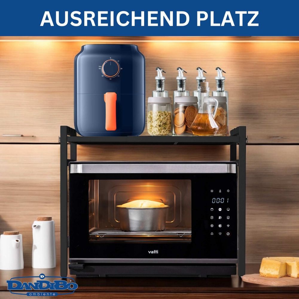DanDiBo Adjustable Microwave Shelf 2-Tier 40-64 cm Microwave Stand 96613 Freestanding Microwave Rack Kitchen Shelf