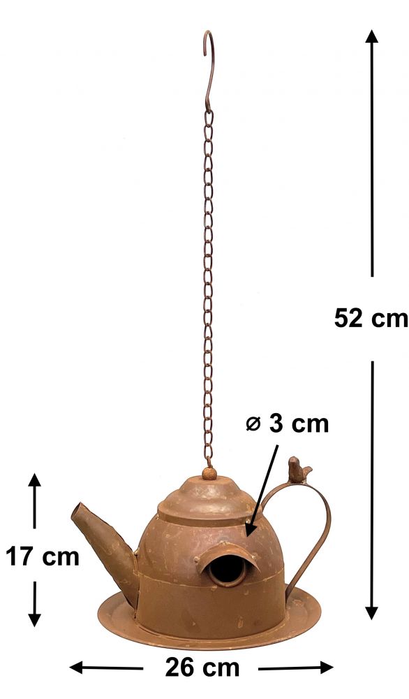 DanDiBo birdhouse to hang up stainless steel decorative rust watering can weatherproof 96423 nesting box feeding station for birds shabby with chain hanging metal can balcony