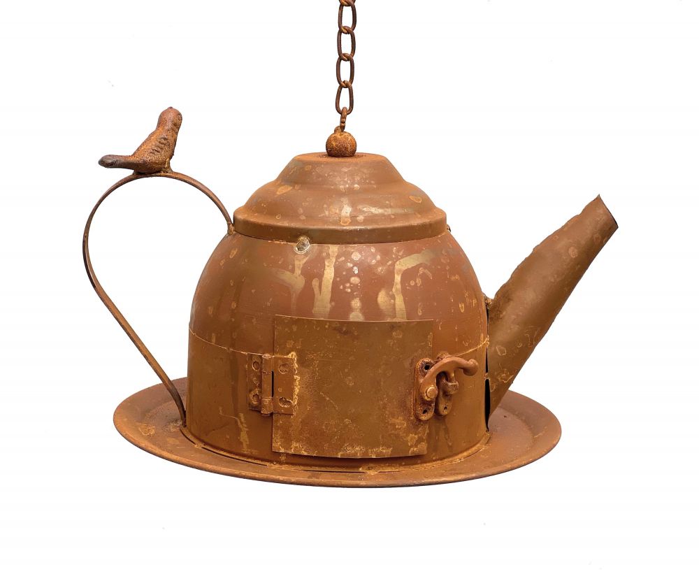 DanDiBo birdhouse to hang up stainless steel decorative rust watering can weatherproof 96423 nesting box feeding station for birds shabby with chain hanging metal can balcony
