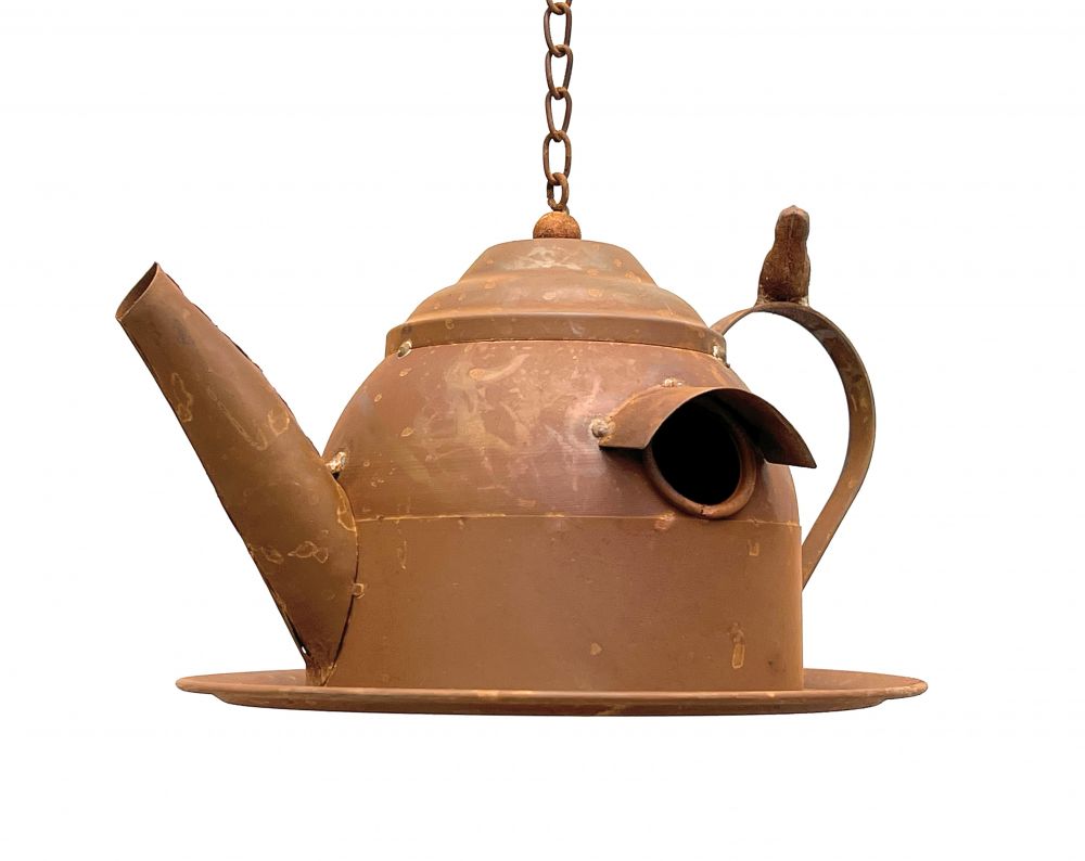 DanDiBo birdhouse to hang up stainless steel decorative rust watering can weatherproof 96423 nesting box feeding station for birds shabby with chain hanging metal can balcony