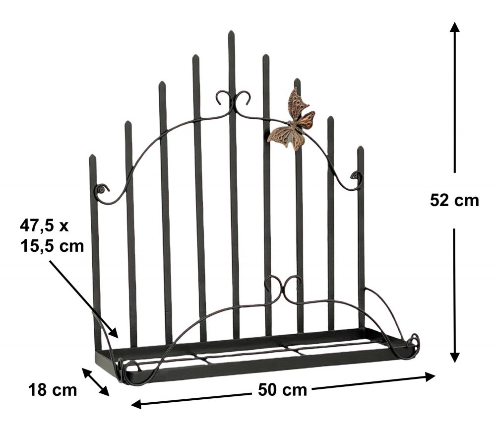 DanDiBo Wandblumenhalter Metall Schwarz 50 cm Wandregal 96237 Blumenständer Blumenregal Wandtopfhalter