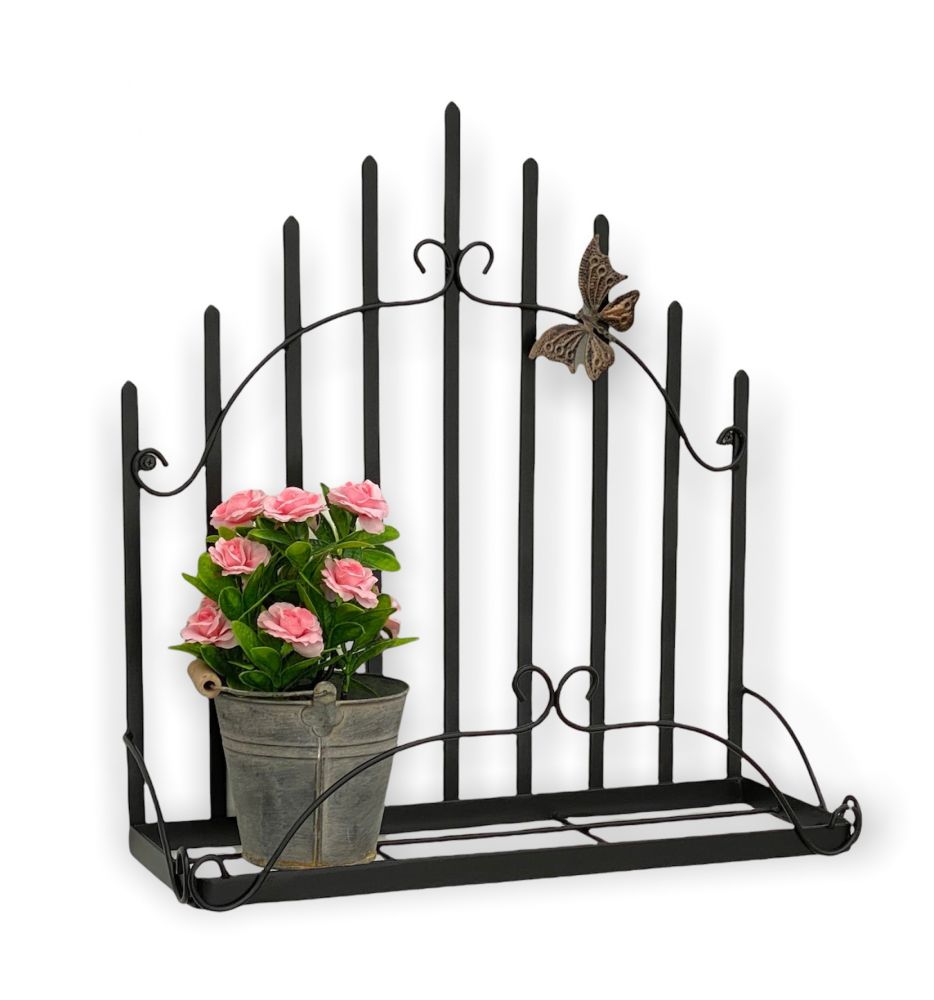 DanDiBo Wandblumenhalter Metall Schwarz 50 cm Wandregal 96237 Blumenständer Blumenregal Wandtopfhalter