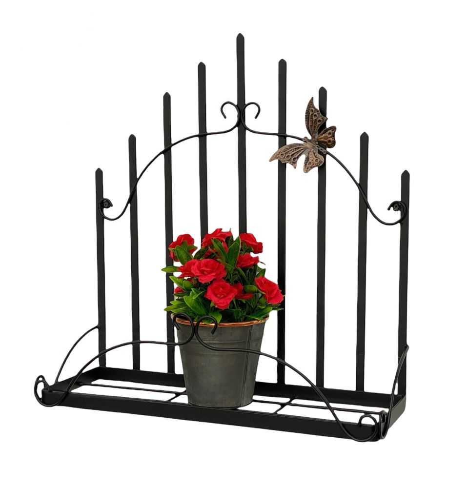 DanDiBo Wandblumenhalter Metall Schwarz 50 cm Wandregal 96237 Blumenständer Blumenregal Wandtopfhalter