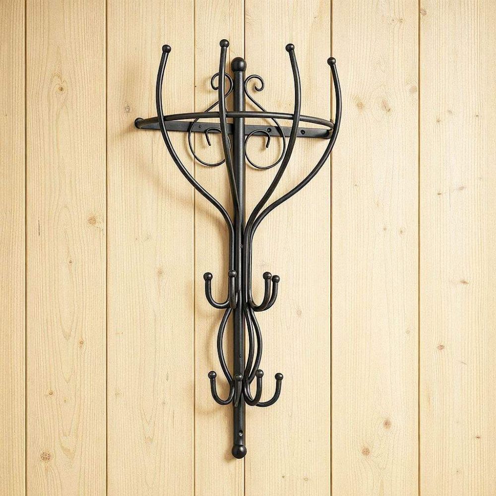 DanDiBo Wandgaderobe Halbrund Wand Metall Schwarz Vienno 66cm Gaderobe Kleiderhaken Gaderobenhaken Hakenleiste Flurgaderobe Haken