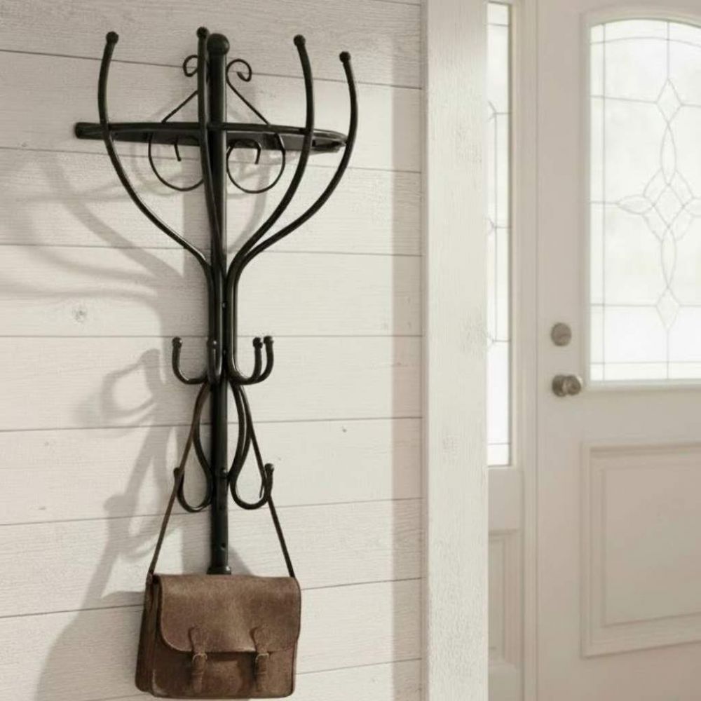 DanDiBo Wandgaderobe Halbrund Wand Metall Schwarz Vienno 66cm Gaderobe Kleiderhaken Gaderobenhaken Hakenleiste Flurgaderobe Haken