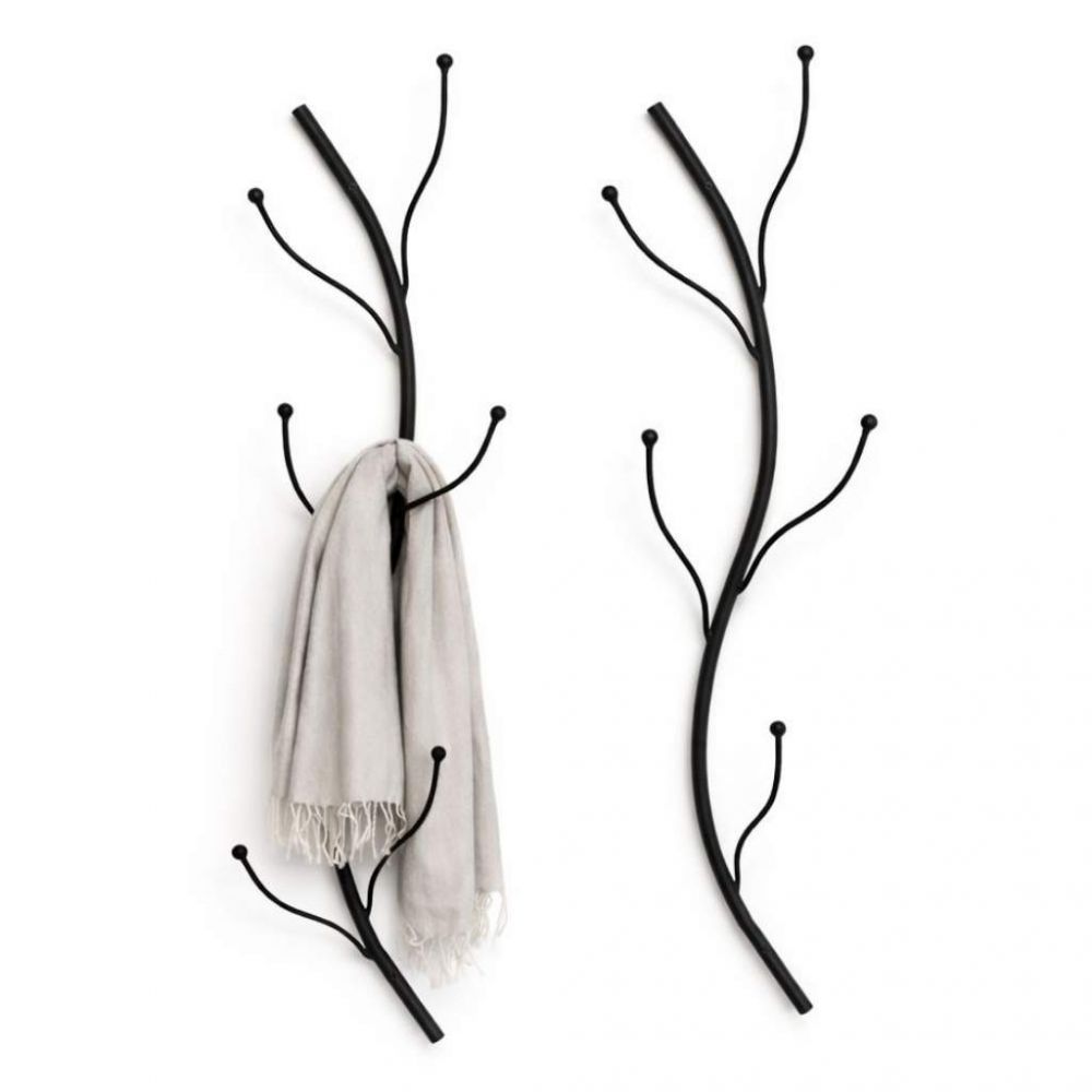 DanDiBo Wandgarderobe Schwarz Metall 2er Set Flora Garderobe Wand 93861 Garderobenhaken Flurgarderobe Kleiderhaken Hakenleiste