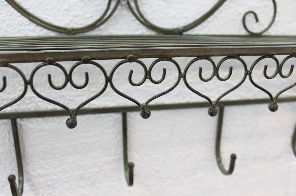 DanDiBo Wall Coat Rack with Shelf 60 cm Antique Metal Coat Rack Rail Hanging Coat Rack Hooks Malega 12205 Vintage