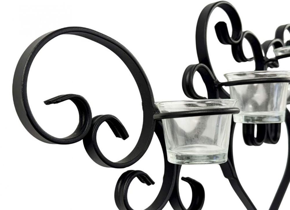 DanDiBo Wandteelichthalter Metall Schwarz Teelichthalter Wand Wandkerzenhalter 63 cm Palace Kerzenhalter Teelicht