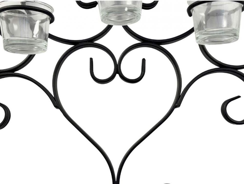 DanDiBo Wandteelichthalter Metall Schwarz Teelichthalter Wand Wandkerzenhalter 63 cm Palace Kerzenhalter Teelicht