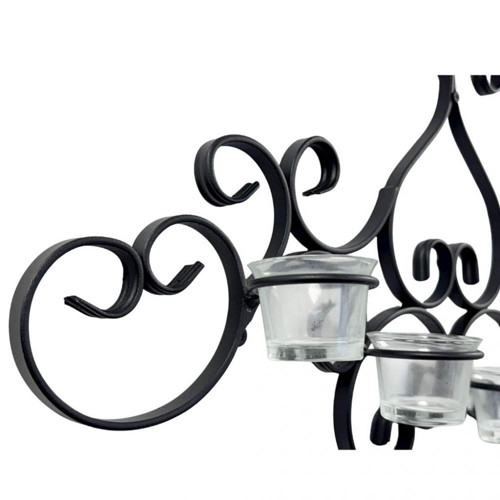 DanDiBo Wall Tealight Holder Metal Black Palace Wall Candle Holder 63 cm Tealight Holder Wall Mounted Candle Holder