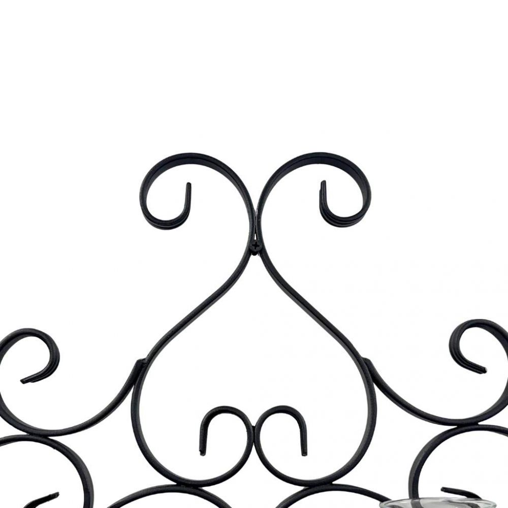 DanDiBo Wall Tealight Holder Metal Black Palace Wall Candle Holder 63 cm Tealight Holder Wall Mounted Candle Holder