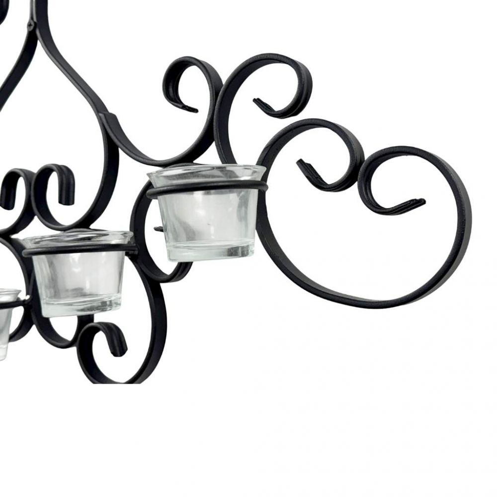 DanDiBo Wall Tealight Holder Metal Black Palace Wall Candle Holder 63 cm Tealight Holder Wall Mounted Candle Holder