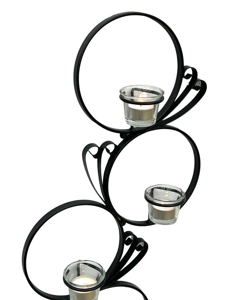 DanDiBo Wandteelichthalter Metall Schwarz Rund Wandkerzenhalter 60 cm Teelichthalter Wand Teelicht Wandleuchter Schmiedeeisen