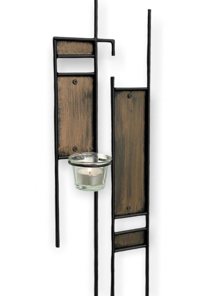 DanDiBo Wandteelichthalter aus Metall 2er Set Schwarz Bronze Teelichthalter für die Wand 57,5 cm Wandleuchter 2-TLG. Kerze