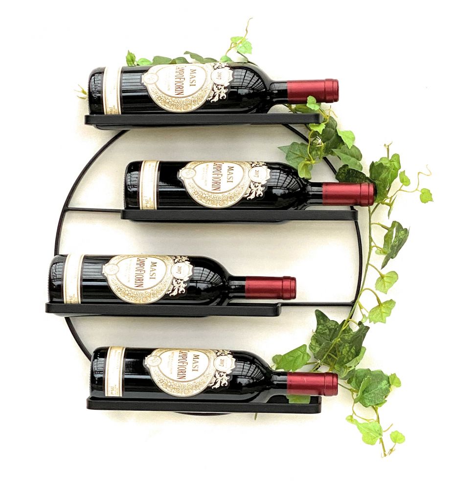 DanDiBo Wine rack Metal Wall Black Andante Round Bottle rack 96212 Bottle holder Wall mounting Modern Wall holder Wall rack for 4 bottles