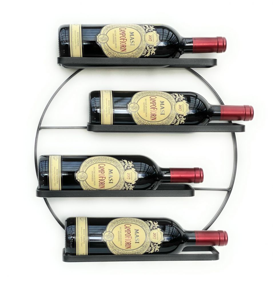 DanDiBo Wine rack Metal Wall Black Andante Round Bottle rack 96212 Bottle holder Wall mounting Modern Wall holder Wall rack for 4 bottles