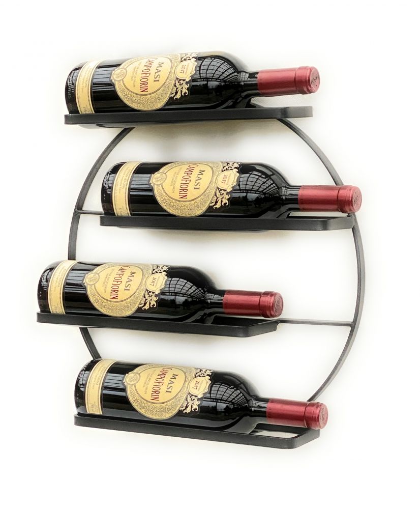 DanDiBo Wine rack Metal Wall Black Andante Round Bottle rack 96212 Bottle holder Wall mounting Modern Wall holder Wall rack for 4 bottles