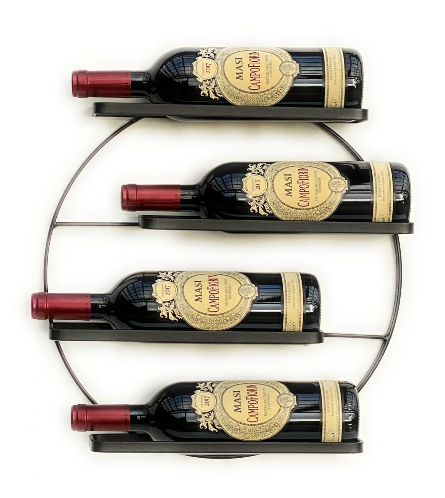 DanDiBo Wine rack Metal Wall Black Andante Round Bottle rack 96212 Bottle holder Wall mounting Modern Wall holder Wall rack for 4 bottles