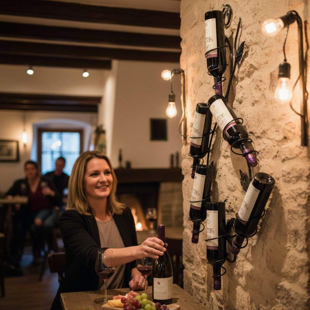 DanDiBo Weinregal Wand Metall Schwarz Natura Flaschenregal Hängend Wine Rack Weinhalter Weinflaschenregal Weinflaschenhalter