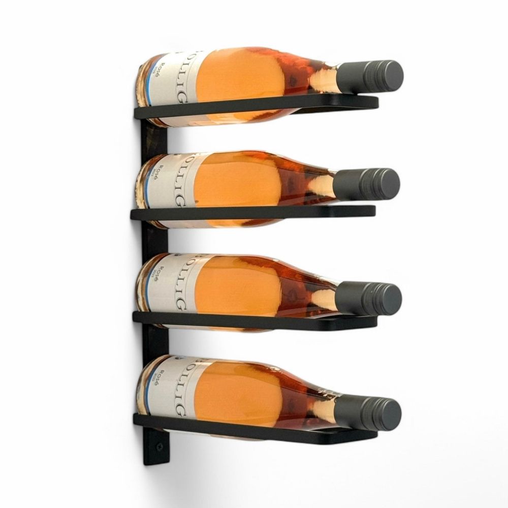 DanDiBo Wine Rack Wall Black Metal 96638 Bottle Rack Bottle Holder Wall Mount Modern Wall Shelf for 4 Bottles