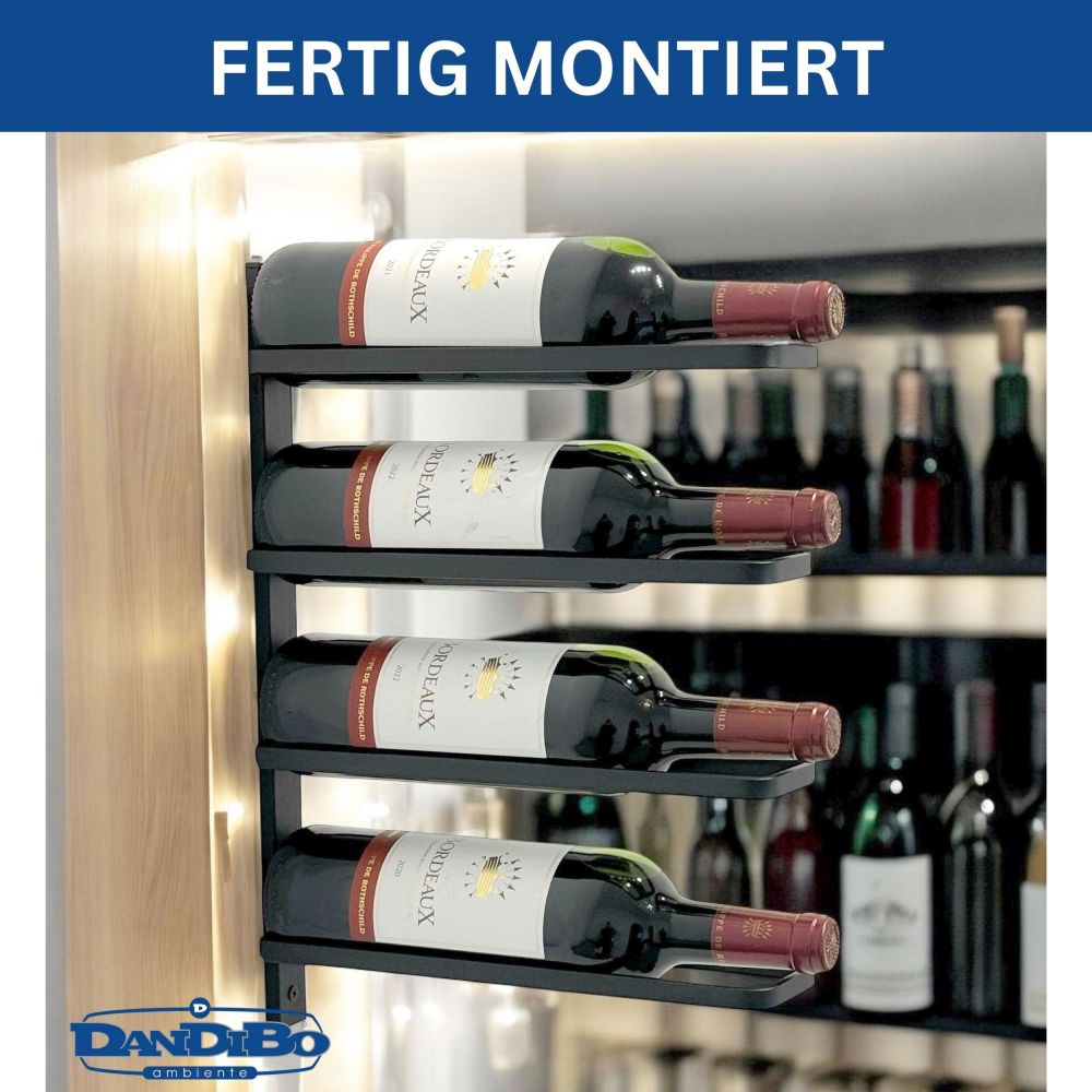 DanDiBo Wine Rack Wall Black Metal 96638 Bottle Rack Bottle Holder Wall Mount Modern Wall Shelf for 4 Bottles