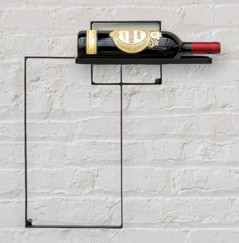 DanDiBo Weinregal für 1 Flasche Metall Schwarz Flaschenständer Flaschenregal Flaschenhalter Wandregal