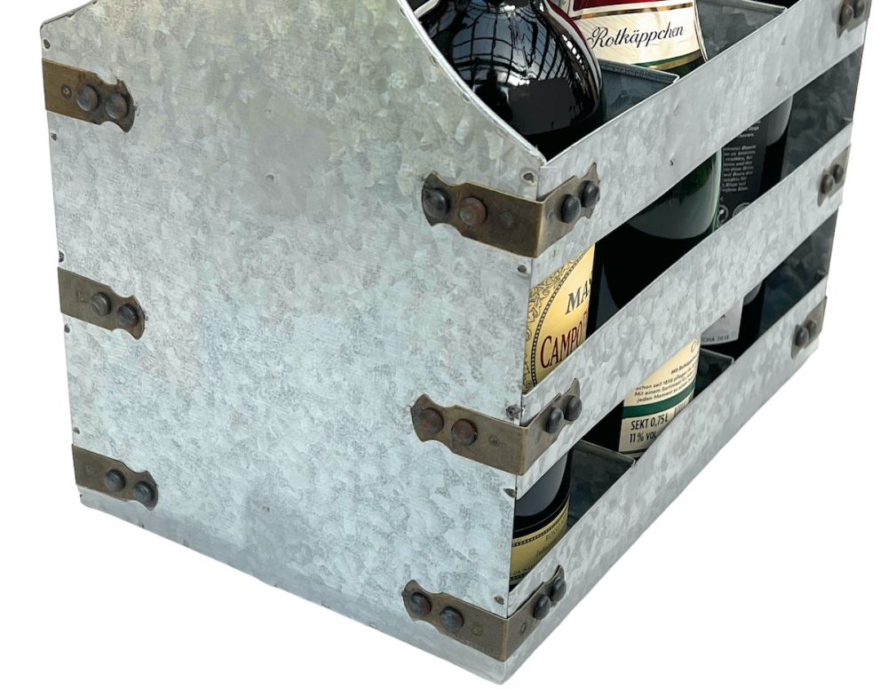 DanDiBo Wine carrier metal with opener 96403 Bottle carrier 6 bottles Bottle crate Bottle opener Bottle basket Wine bottle carrier