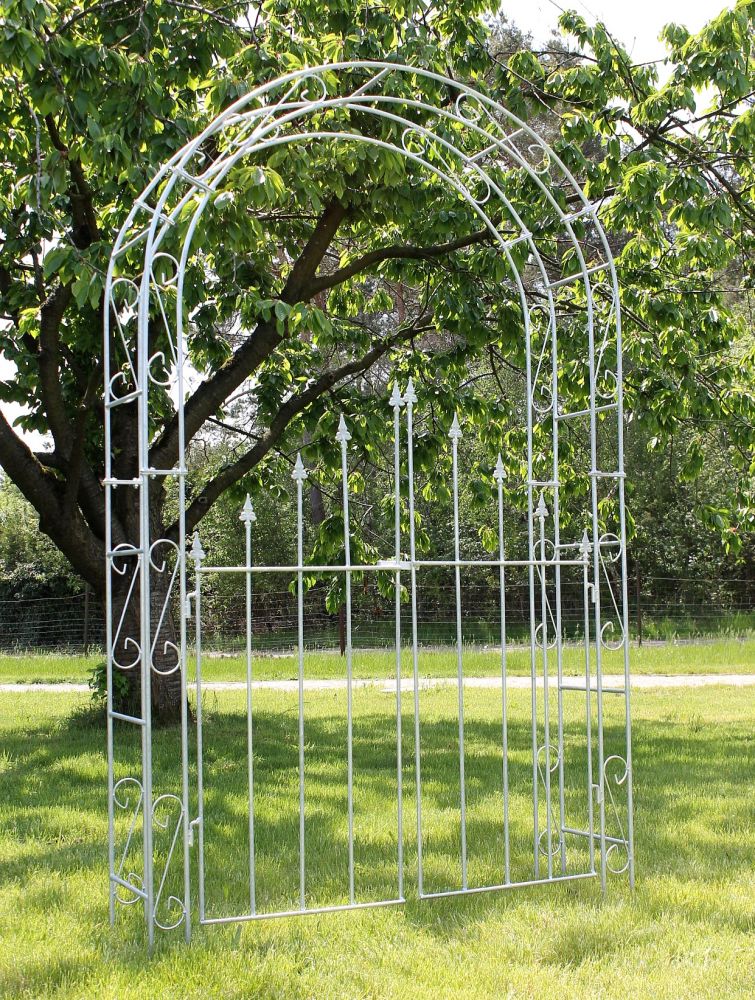 DanDiBo Rose arch with door Galvanised Width 140 cm Round arch Hot-dip galvanised Weatherproof Solid solid iron climbing support