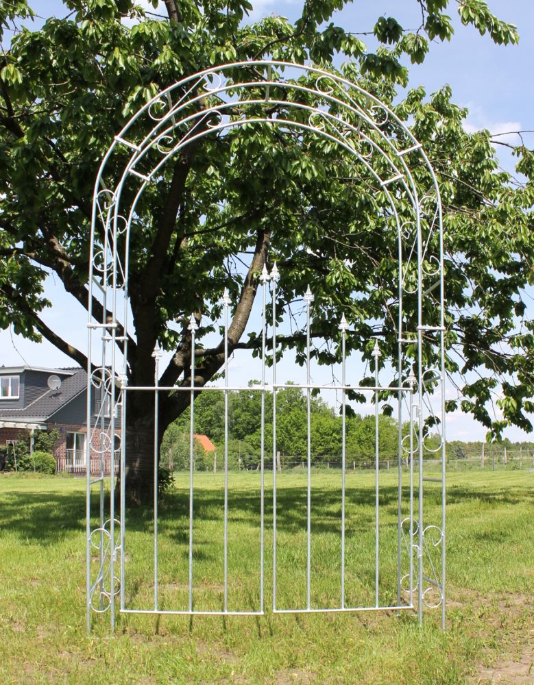 DanDiBo Rose arch with door Galvanised Width 140 cm Round arch Hot-dip galvanised Weatherproof Solid solid iron climbing support