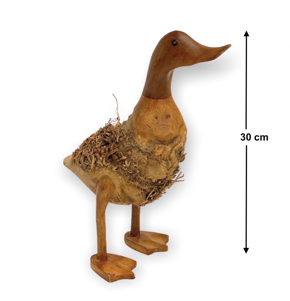 DanDiBo Deko Figur Ente Nr.58 Vogel aus Holz Skulptur Braun 30 cm Holzvogel Handgeschnitzt Stehend Tierfigur Schnitzskulptur