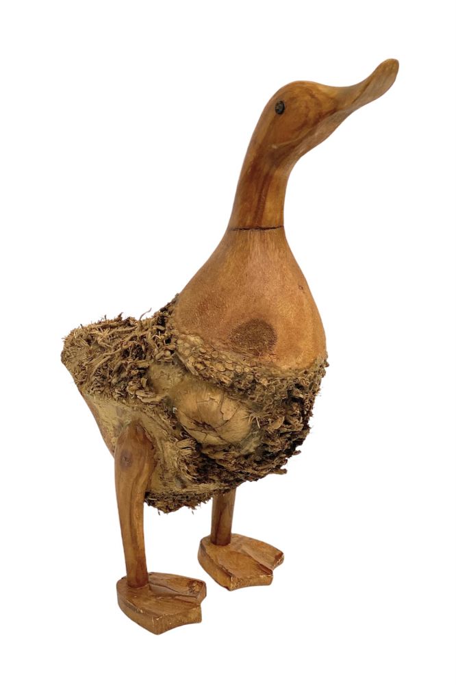 DanDiBo Deko Figur Ente Nr.58 Vogel aus Holz Skulptur Braun 30 cm Holzvogel Handgeschnitzt Stehend Tierfigur Schnitzskulptur