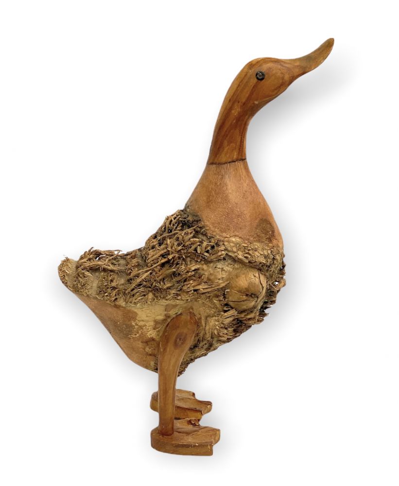 DanDiBo Deko Figur Ente Nr.58 Vogel aus Holz Skulptur Braun 30 cm Holzvogel Handgeschnitzt Stehend Tierfigur Schnitzskulptur