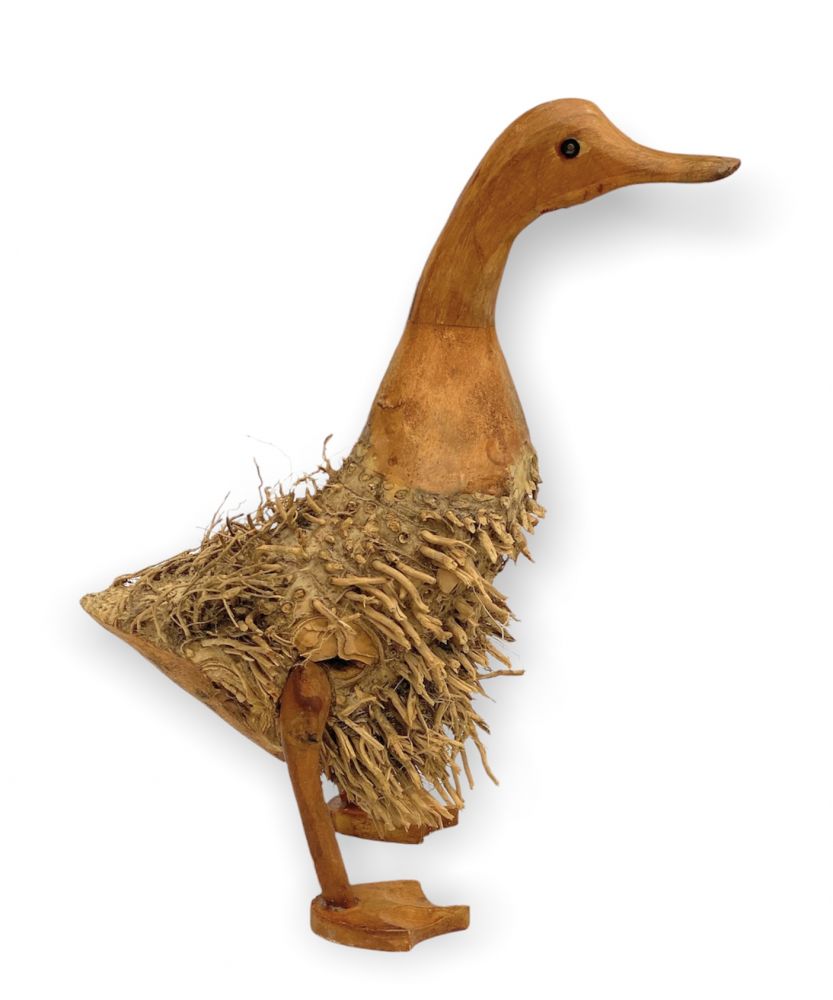 DanDiBo Deko Figur Ente Nr.58 Vogel aus Holz Skulptur Braun 30 cm Holzvogel Handgeschnitzt Stehend Tierfigur Schnitzskulptur