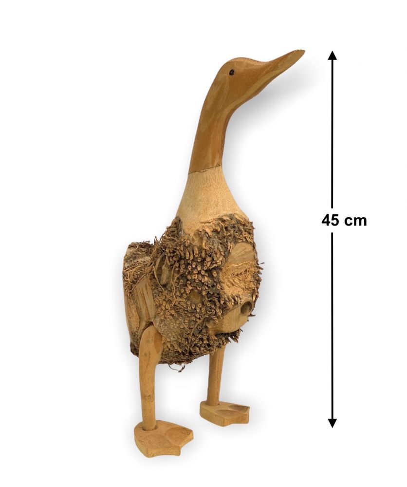 DanDiBo Deko Figur Ente Nr.59 Vogel aus Holz Skulptur Braun 45 cm Holzvogel Handgeschnitzt Stehend Tierfigur Schnitzskulptur