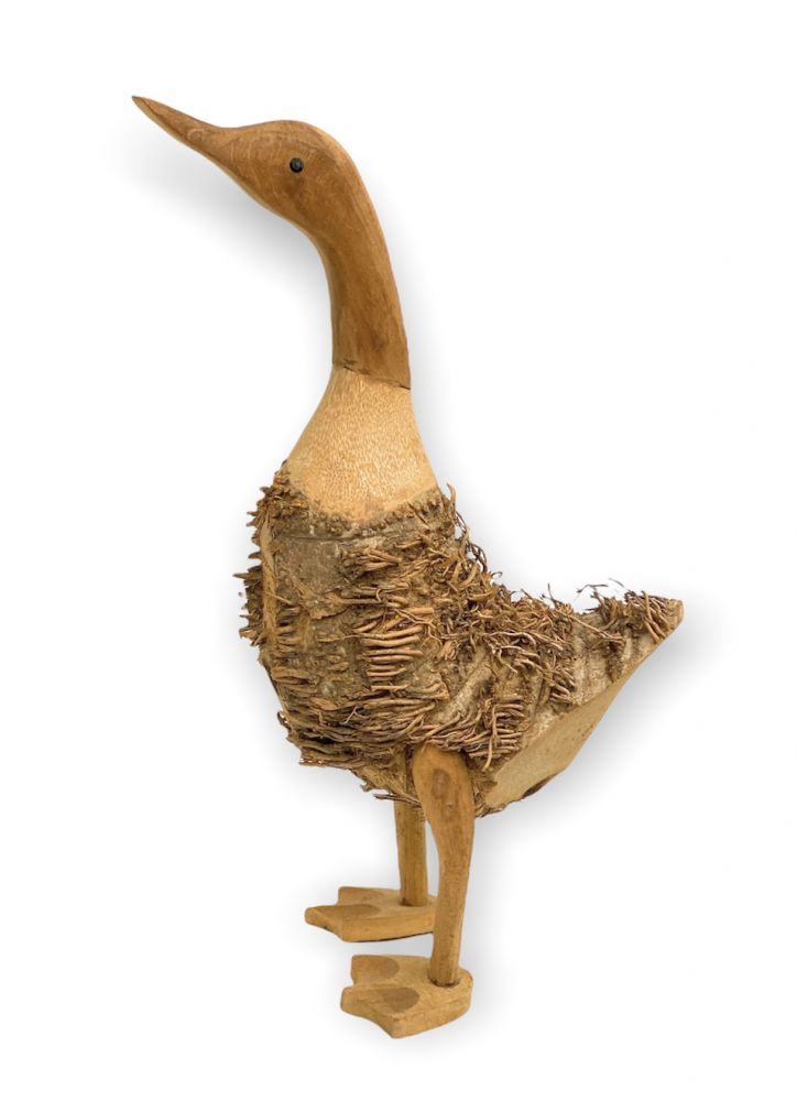 DanDiBo Deko Figur Ente Nr.59 Vogel aus Holz Skulptur Braun 45 cm Holzvogel Handgeschnitzt Stehend Tierfigur Schnitzskulptur