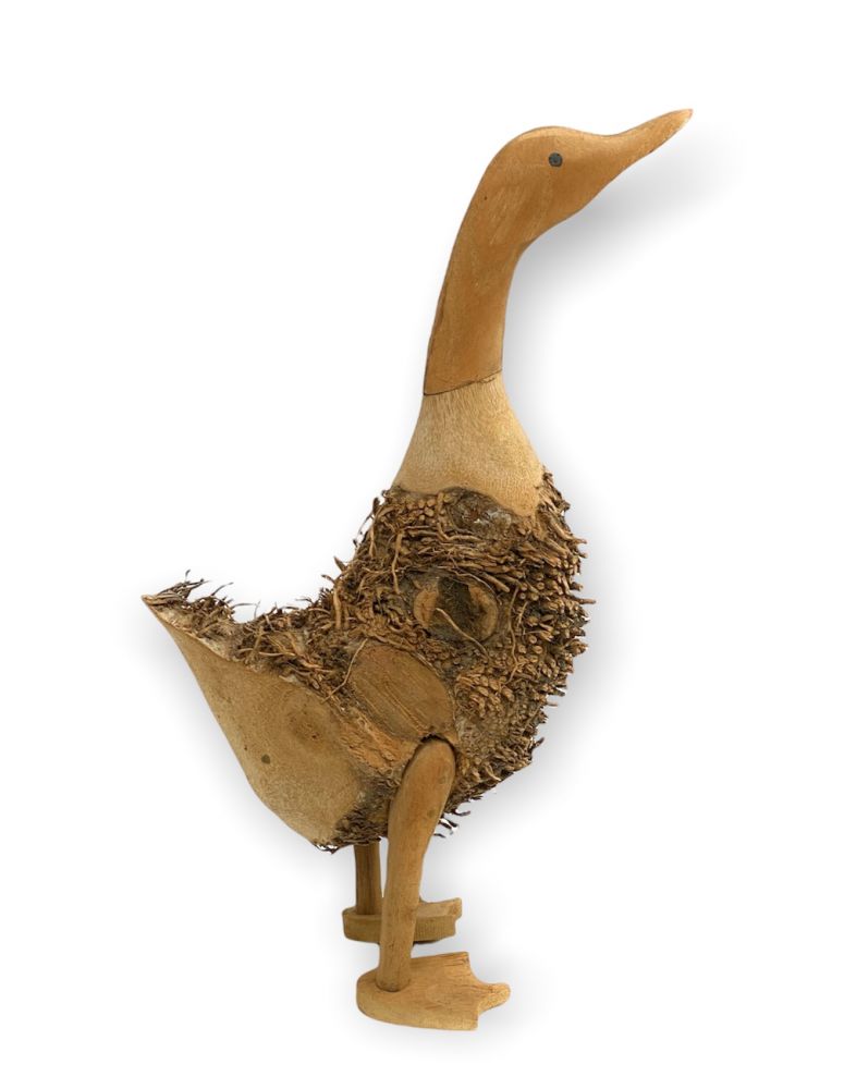 DanDiBo Deko Figur Ente Nr.59 Vogel aus Holz Skulptur Braun 45 cm Holzvogel Handgeschnitzt Stehend Tierfigur Schnitzskulptur