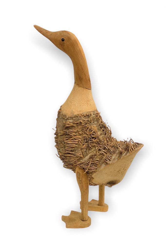 DanDiBo Deko Figur Ente Nr.59 Vogel aus Holz Skulptur Braun 45 cm Holzvogel Handgeschnitzt Stehend Tierfigur Schnitzskulptur