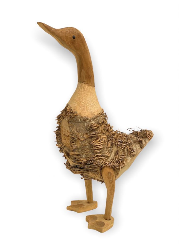 DanDiBo Deko Figur Ente Nr.59 Vogel aus Holz Skulptur Braun 45 cm Holzvogel Handgeschnitzt Stehend Tierfigur Schnitzskulptur