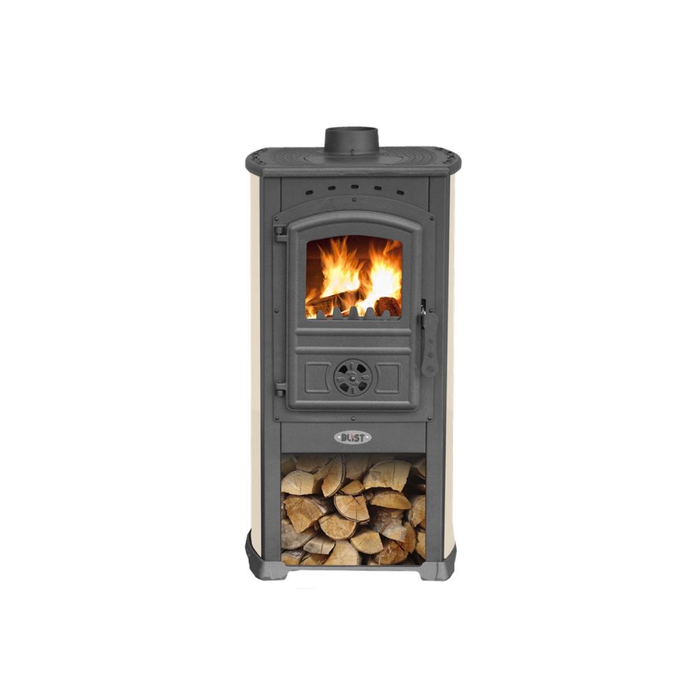 Kaminofen Beige Holzofen 7,2 kW Kamin Zar Ofen Dauerbrandofen Werkstattofen Schwedenofen Hüttenofen Heizofen