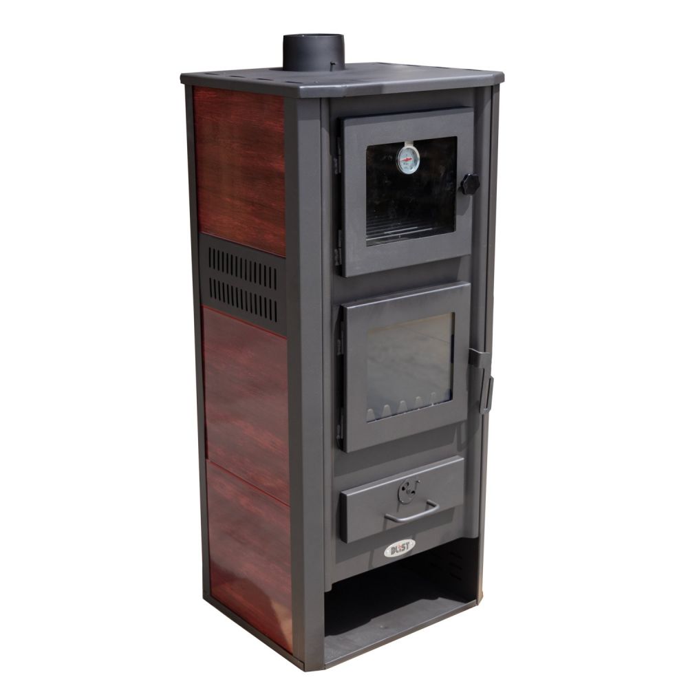 Kaminofen mit Backfach Rot Holzofen 12,1 kW Kamin Ambasador Ofen Dauerbrandofen Werkstattofen Schwedenofen Hüttenofen Heizofen