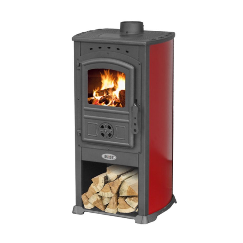 EEK A Red wood-burning stove 7.2 kW Fireplace Zar stove Long-burning stove Workshop stove Swedish stove Cabin stove Heating stove