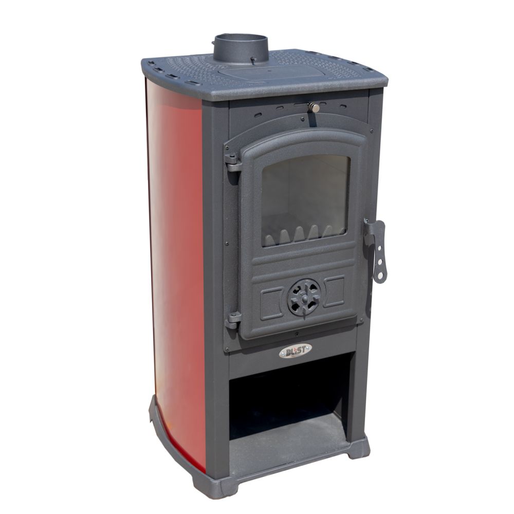 EEK A Red wood-burning stove 7.2 kW Fireplace Zar stove Long-burning stove Workshop stove Swedish stove Cabin stove Heating stove