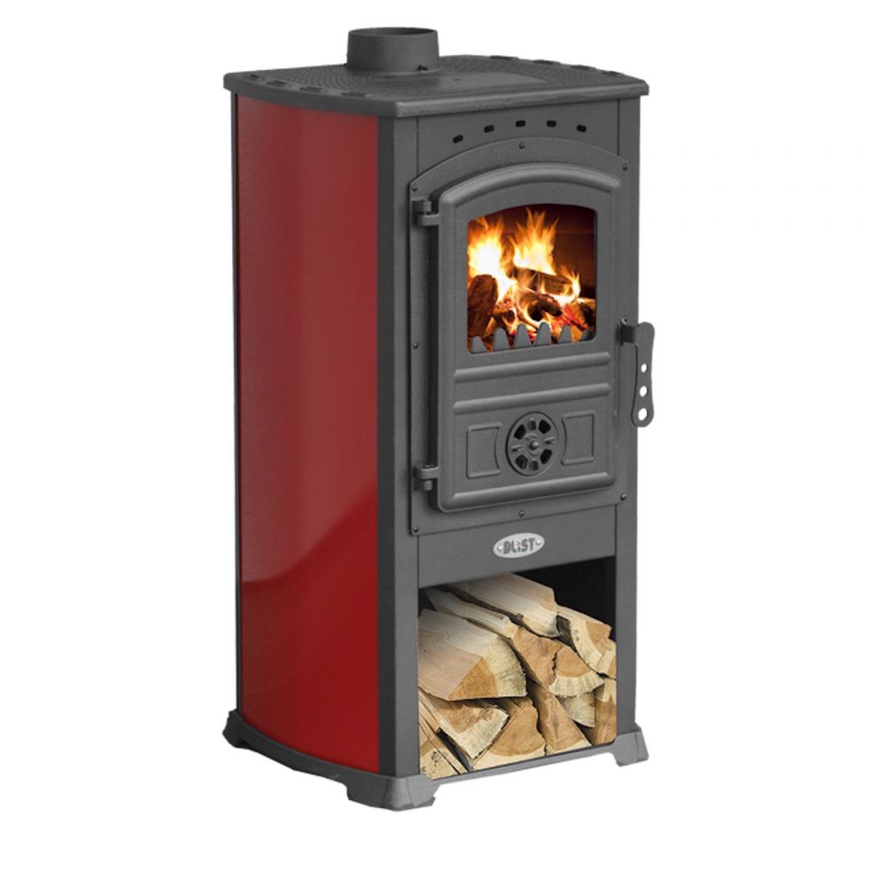 EEK A Red wood-burning stove 7.2 kW Fireplace Zar stove Long-burning stove Workshop stove Swedish stove Cabin stove Heating stove
