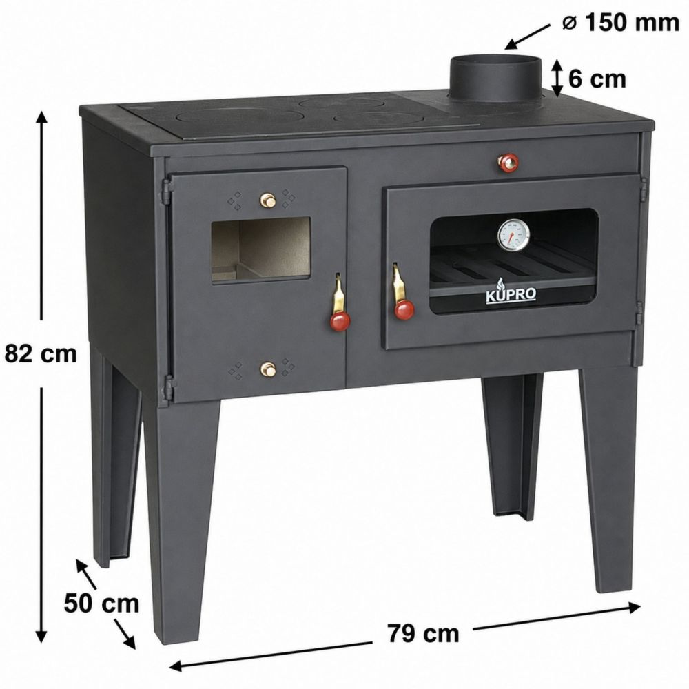 EEK A Wood-burning stove with baking compartment and hob Alegra 93894 6 kW Fireplace Multiple occupancy wood-burning stove Oven Wood-burning cooker Kitchen hob Cooking plate Kitchen oven