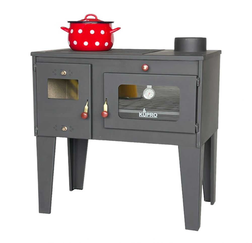 Kaminofen mit Backfach und Herdplatte Alegra 93894 6 kW Kamin Mehrfachbelegung Holzofen Ofen Holz Holzherd Küchenhexe Kochplatte Küchenofen