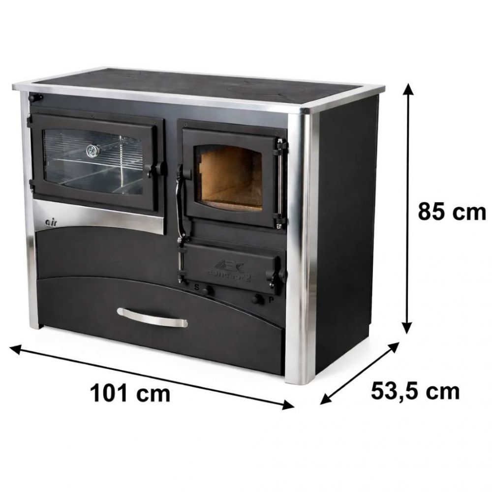 EEK A Kaminofen mit Backfach und Herdplatte ABC Concept 2 Air Links Mehrfachbelegung Holzofen 11,6 kW Kamin Ofen Holz Werkstattofen Schwedenofen Hüttenofen Heizofen Holzofen