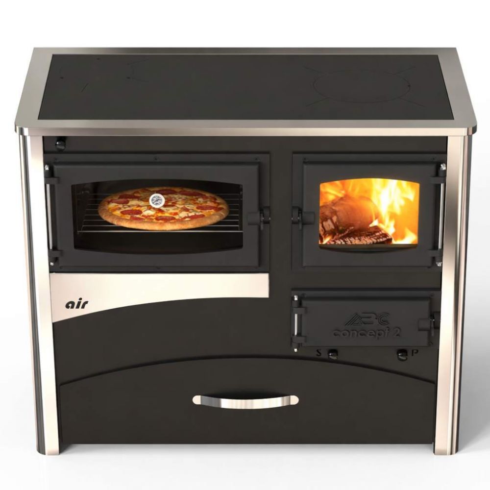 EEK A Kaminofen mit Backfach und Herdplatte ABC Concept 2 Air Links Mehrfachbelegung Holzofen 11,6 kW Kamin Ofen Holz Werkstattofen Schwedenofen Hüttenofen Heizofen Holzofen